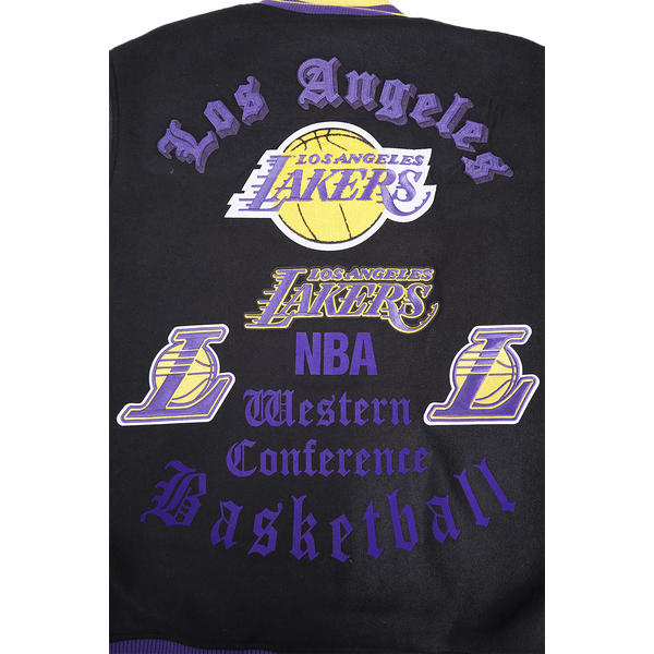 Pro Standard Los Angeles Lakers Old English Wool Varsity Jckt - Men's - Purple/Black - Image 9