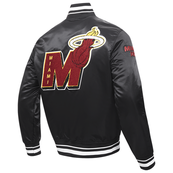 Pro Standard Miami Heat Mash Up Rib Satin Jacket - Men's - Black - Image 4