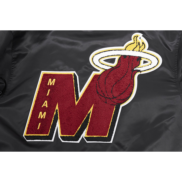 Pro Standard Miami Heat Mash Up Rib Satin Jacket - Men's - Black - Image 5