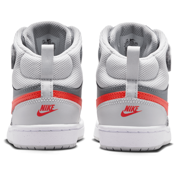 Nike Court Borough Mid 2 - Boys' Preschool - Smoke Grey/Picante Red/Grey Fog - Image 3