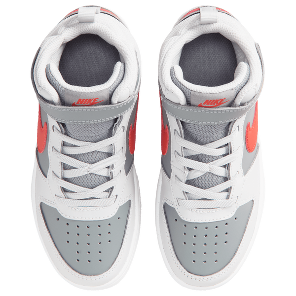 Nike Court Borough Mid 2 - Boys' Preschool - Smoke Grey/Picante Red/Grey Fog - Image 4