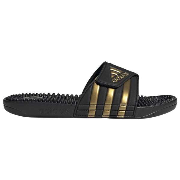 adidas Adissage Slides - Men's - Core Black/Gold Metallic/Core Black - Image 2