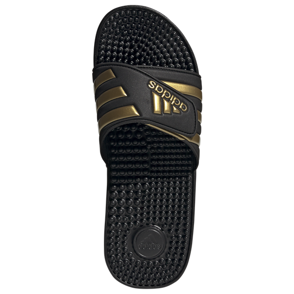 adidas Adissage Slides - Men's - Core Black/Gold Metallic/Core Black - Image 14