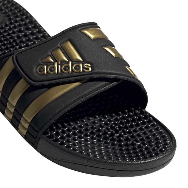 adidas Adissage Slides - Men's - Core Black/Gold Metallic/Core Black - Image 16