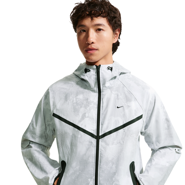 Nike Drifit Tech Woven FZ Windrunner Jacket AOP - Men's - Pure Platinum/Black