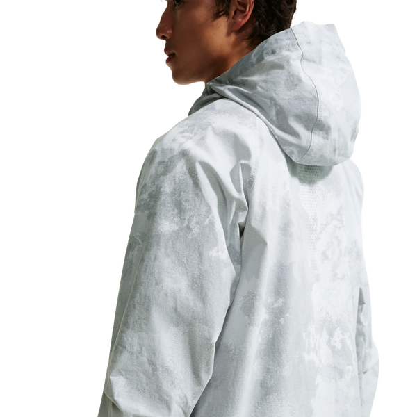 Nike Drifit Tech Woven FZ Windrunner Jacket AOP - Men's - Pure Platinum/Black - Image 2