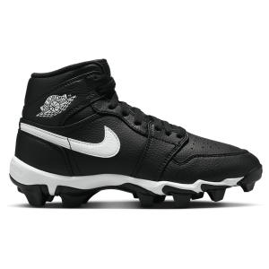 Jordan AJ 1 Mid Cleats - Boys' Grade School - Black/White