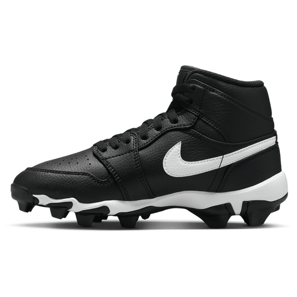 Jordan AJ 1 Mid Cleats - Boys' Grade School - Black/White - Image 2