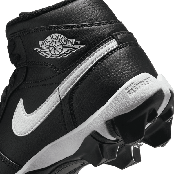 Jordan AJ 1 Mid Cleats - Boys' Grade School - Black/White - Image 8