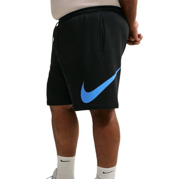Nike Solo Swoosh Fleece Shorts - Men's - Black/Black/Football Blue - Image 3