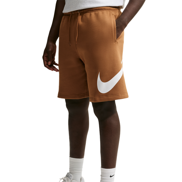 Nike Solo Swoosh Fleece Shorts - Men's - Ale Brown/Ale Brown/White