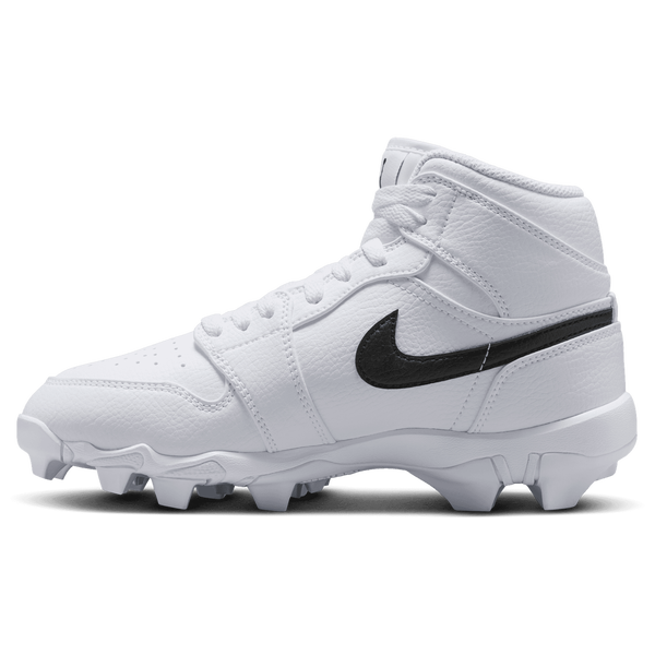 Jordan AJ 1 Mid Cleats - Boys' Grade School - Black/White - Image 2