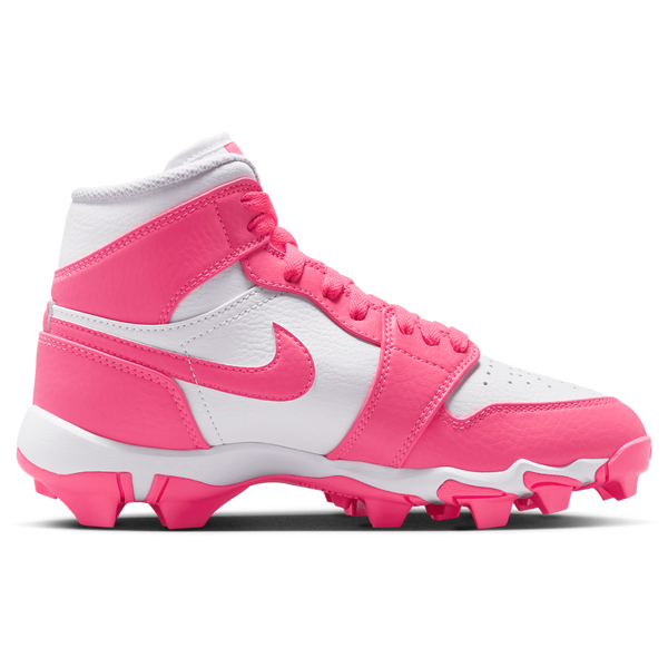 Jordan AJ 1 Mid Cleats - Boys' Grade School - Digital Pink/White