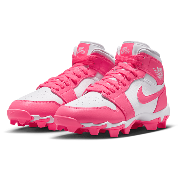 Jordan AJ 1 Mid Cleats - Boys' Grade School - Digital Pink/White - Image 6