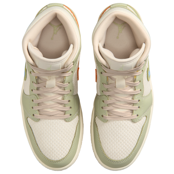 Jordan AJ 1 Mid SE - Women's - Olive Aura/Pearl White/Lawn - Image 4