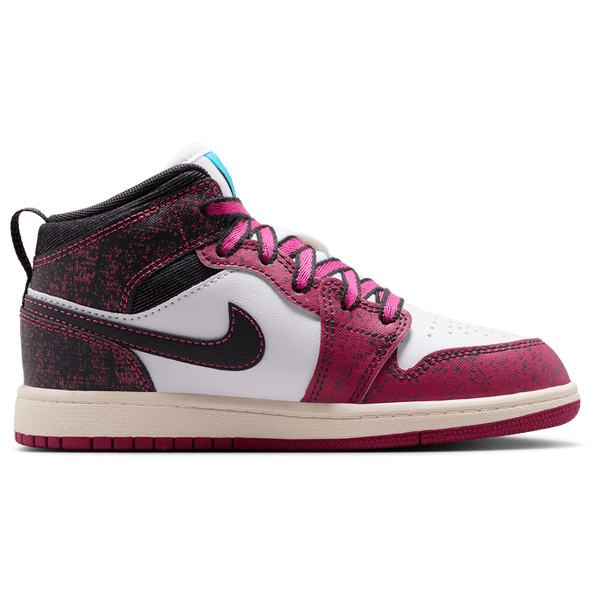 Jordan 1 Mid SE Fem - Girls' Preschool - Black/Pink/White