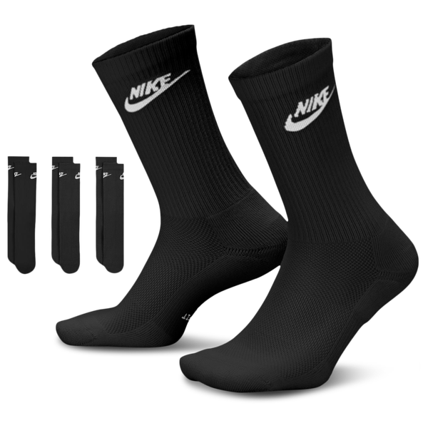 Nike Everyday Elevated Futura Crew Socks 3 Pack - Adult - Black/Black/White