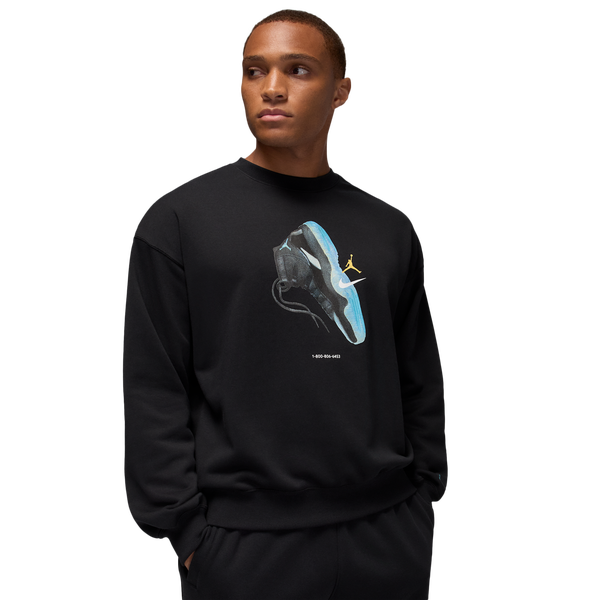 Jordan Brooklyn AJ11 Fleece Crew LB - Men's - Black/Blue Chill
