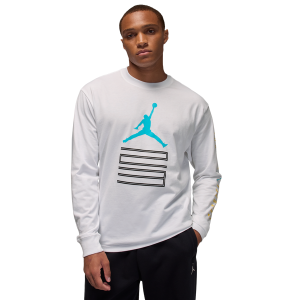 Jordan Brooklyn AJ 11 Graphic Long Sleeve Crew - Men's - White/White