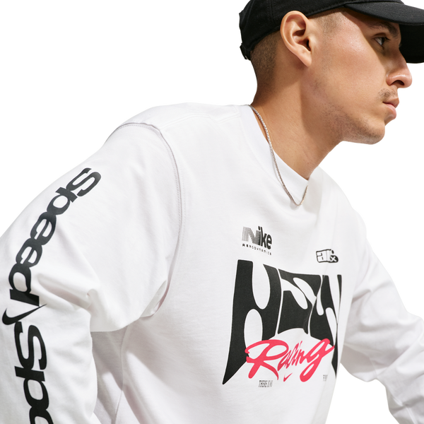 Nike NSW Loose LS Swoosh Speed Tee - Men's - White - Image 3