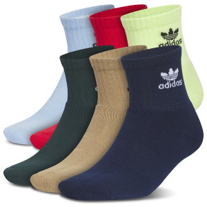 adidas Originals Trefoil Pastel 6PK Quarter Socks - Adult - Blue/Red/Green