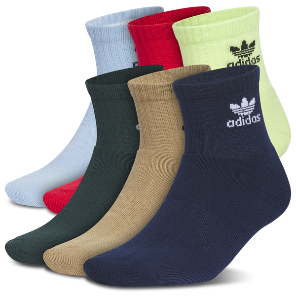 adidas Originals Trefoil Pastel 6PK Quarter Socks - Adult - Blue/Red/Green