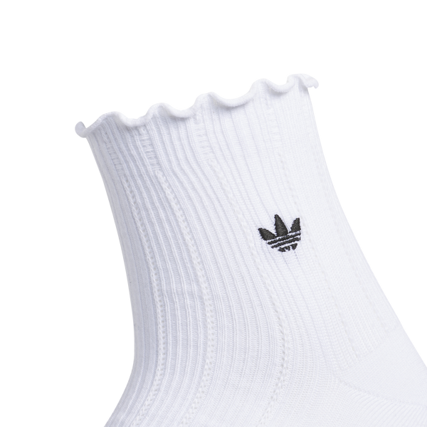 adidas Originals Ruffle Quarter Socks 3-Pack - Adult - White/Black - Image 2