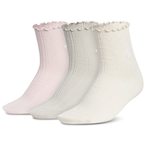 adidas Originals Ruffle Quarter Socks 3-Pack - Adult - Sandy Pink/Wonder Alumina/Wonder White