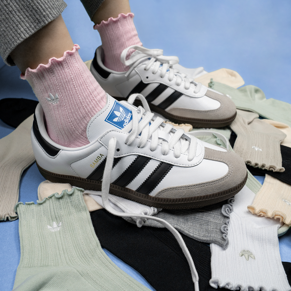 adidas Originals Ruffle Quarter Socks 3-Pack - Adult - Sandy Pink/Wonder Alumina/Wonder White - Image 5