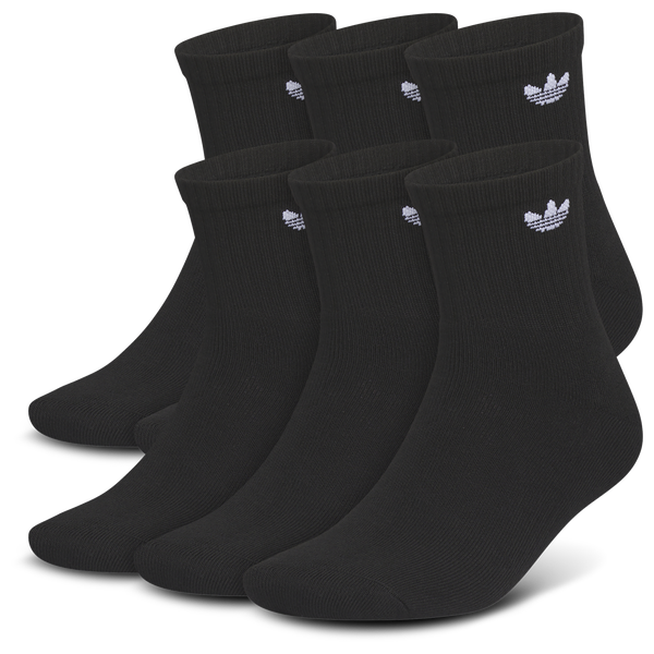 adidas Originals Trefoil 6 Pack Quarter Socks - Adult - Black/Black
