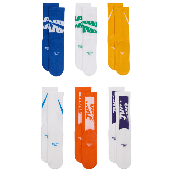 Nike Everyday Cushion Crew Socks 6 Pack - Boys' Grade School - White/Game Royal/Safety Orange - Image 3