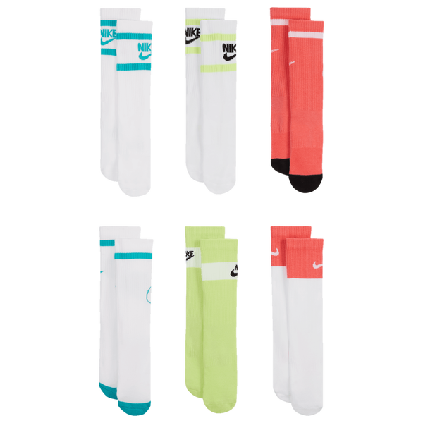 Nike 6 Pack Cushioned Crew Socks - Boys' Grade School - White/Blue/Pink - Image 2