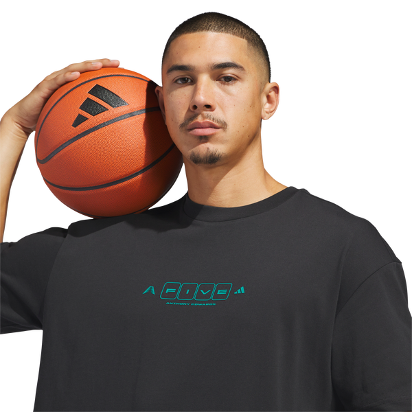 adidas Anthony Edwards World Of 5 T-Shirt - Men's - Black/Equipment Green - Image 3
