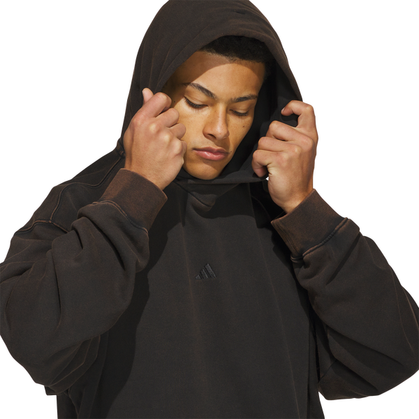 adidas Basketball Washed Fleece Hoodie - Men's - Black - Image 3
