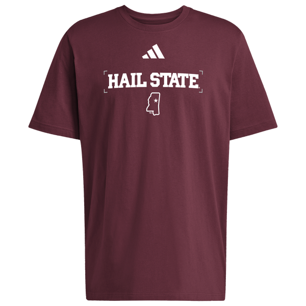 adidas College Slogan Short Sleeve T-Shirt - Men's - Maroon