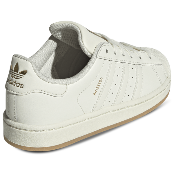 adidas Superstar Messi - Boys' Preschool - Ivory/Ivory/Gold Metallic - Image 3