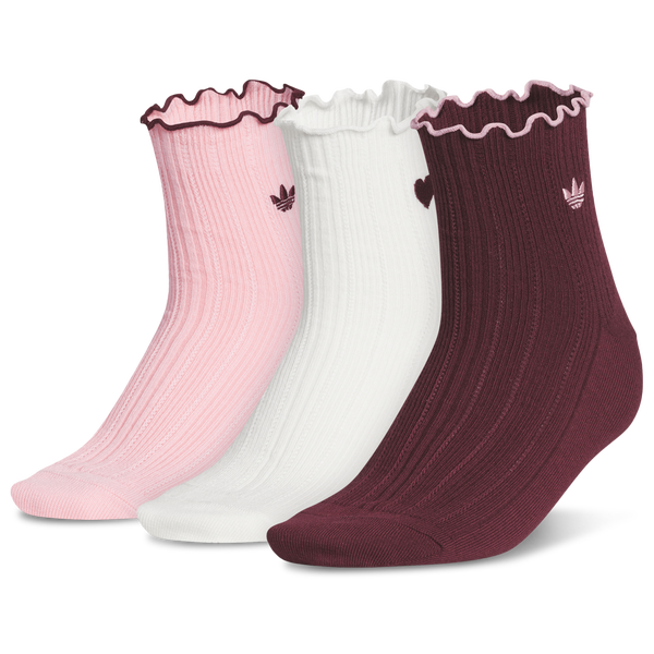 adidas Originals Vday Ruffle Quarter Socks - Youth - Pink Spark/Shadow Red/Off White
