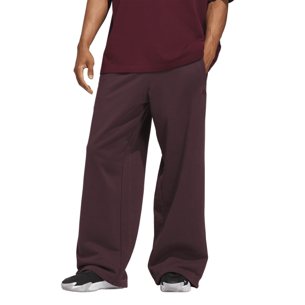 adidas Basketball Fleece 3-Stripe Pants - Men's - Shadow Maroon