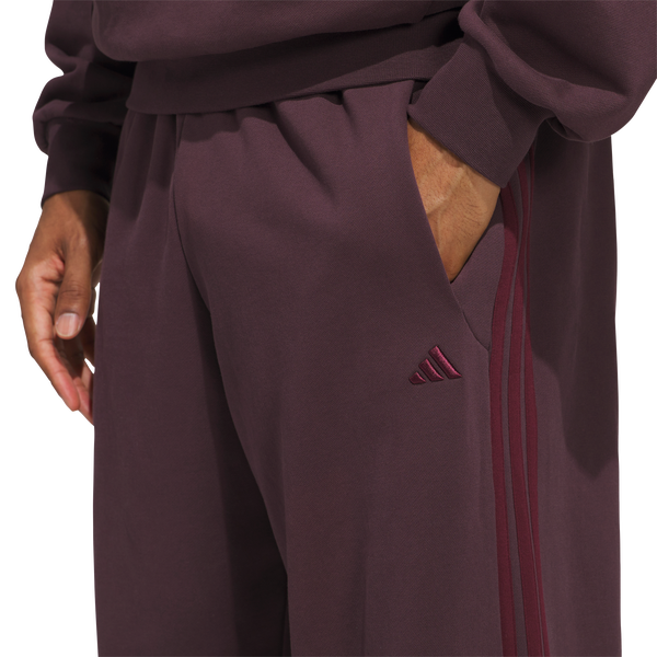 adidas Basketball Fleece 3-Stripe Pants - Men's - Shadow Maroon - Image 4