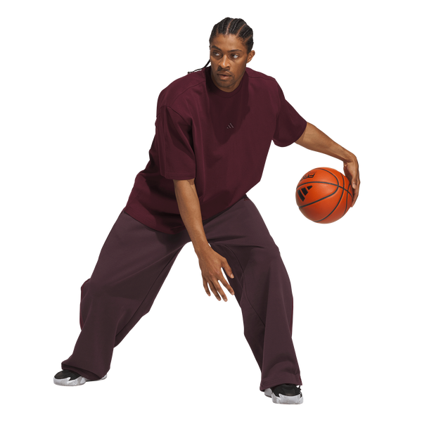 adidas Basketball Fleece 3-Stripe Pants - Men's - Shadow Maroon - Image 5