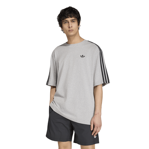 adidas 3 Stripe Oversized T-Shirt - Men's - Gray