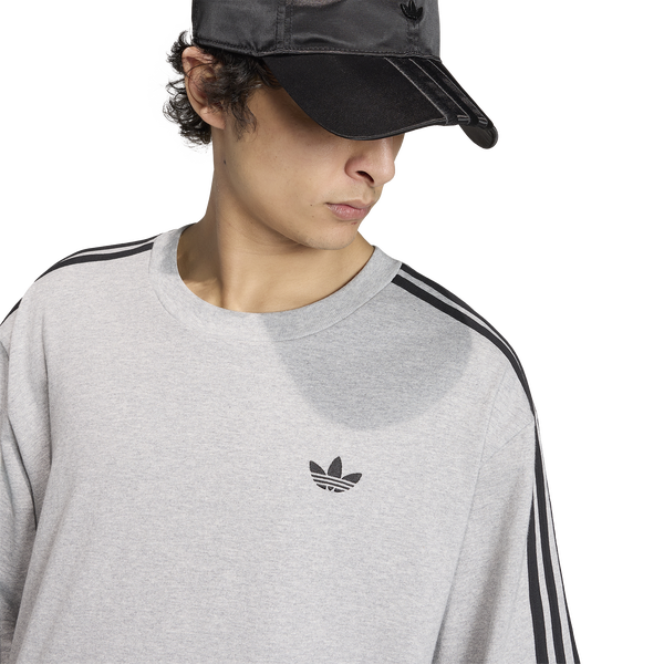 adidas 3 Stripe Oversized T-Shirt - Men's - Gray - Image 3