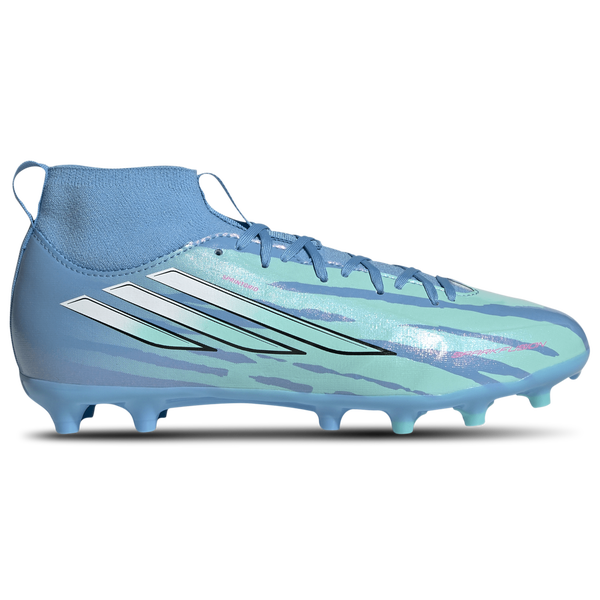 adidas F50 Sparkfusion League Trinity Rodman FG/AG Mid - Boys' Grade School - Semi Blue Burst/Footwear White/Lucid Pink