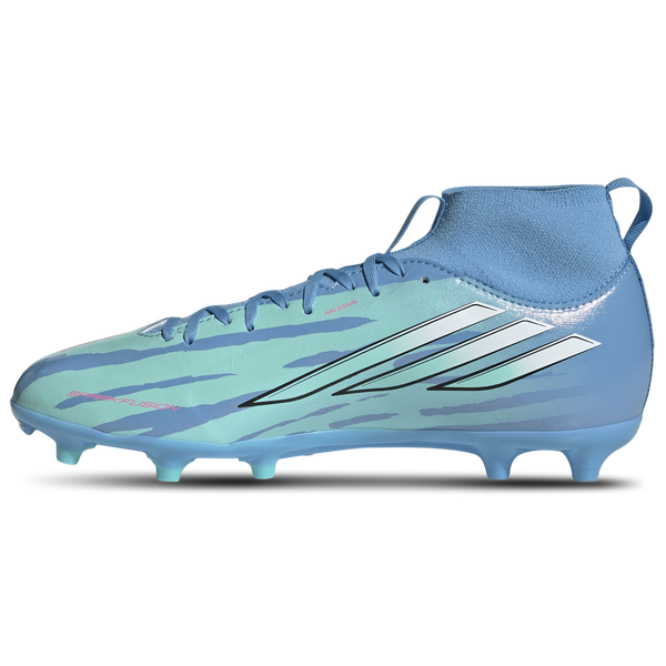 adidas F50 Sparkfusion League Trinity Rodman FG/AG Mid - Boys' Grade School - Semi Blue Burst/Footwear White/Lucid Pink - Image 2