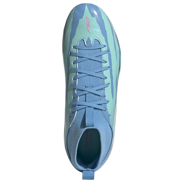 adidas F50 Sparkfusion League Trinity Rodman FG/AG Mid - Boys' Grade School - Semi Blue Burst/Footwear White/Lucid Pink - Image 4