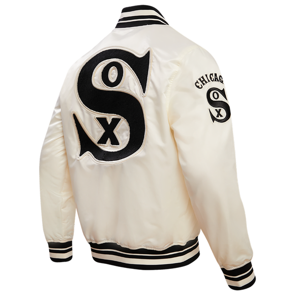 Pro Standard Chicago White Sox Retro Classic Rib Satin Jacket - Men's - Eggshell/Black - Image 4