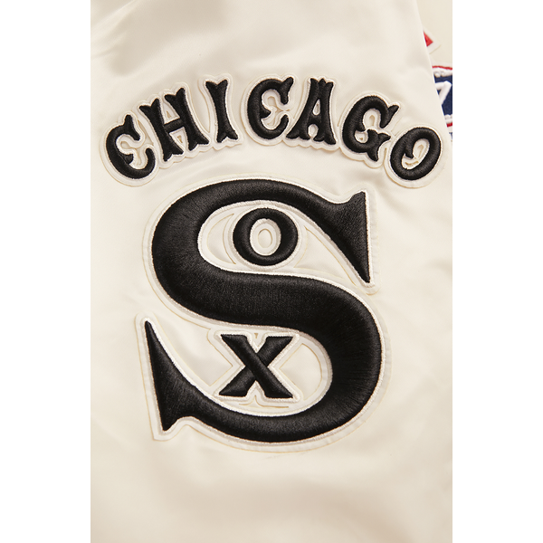 Pro Standard Chicago White Sox Retro Classic Rib Satin Jacket - Men's - Eggshell/Black - Image 7
