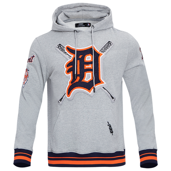 Pro Standard TIGERS MASH UP RIB FLC PO HOODIE - Men's - Heather Grey/Midnight Navy/Orange