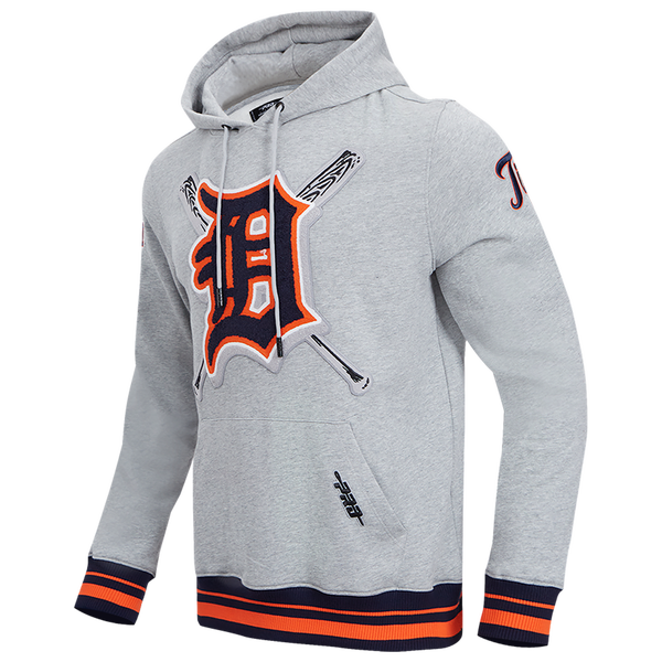 Pro Standard TIGERS MASH UP RIB FLC PO HOODIE - Men's - Heather Grey/Midnight Navy/Orange - Image 3