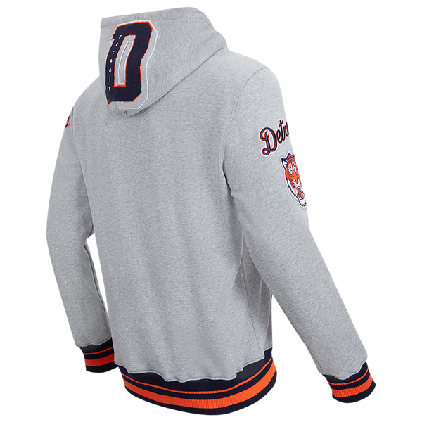 Pro Standard TIGERS MASH UP RIB FLC PO HOODIE - Men's - Heather Grey/Midnight Navy/Orange - Image 4